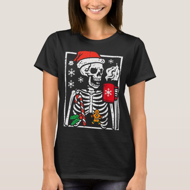 Camiseta Christmas Skeleton Hot Chocolate Xmas Men Women Ki (Frente)