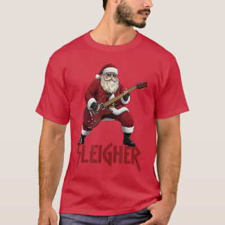 Camiseta Christmas Sleigher Heavy Metal Santa Rock On Xmas 