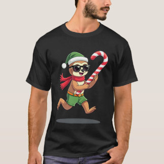 Camiseta Christmas Sloth Elf Peppermint Candy Cane Shirt Gi