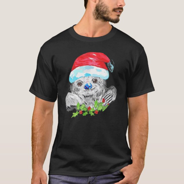 Camiseta Christmas Sloth Merry Christmas Happy Holidays (Frente)