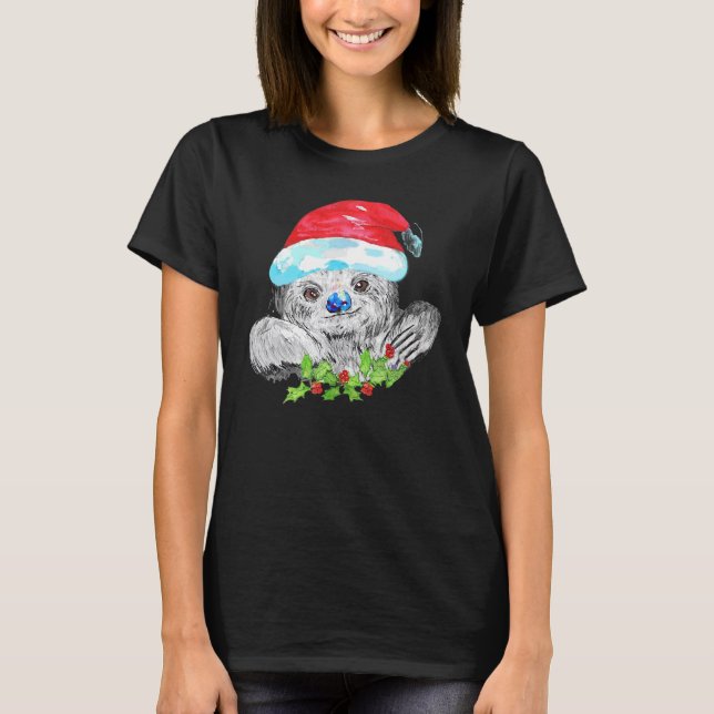 Camiseta Christmas Sloth Merry Christmas Happy Holidays (Frente)