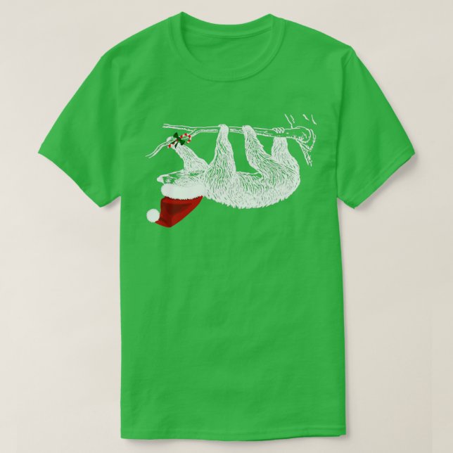 Camiseta Christmas Sloth With Santa Hat  (Frente do Design)