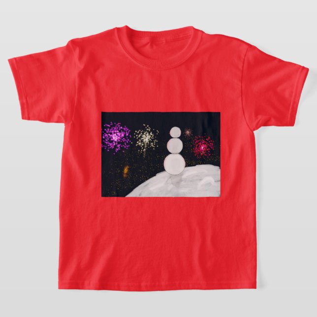 Camiseta Christmas Snowman and fireworks kids t-shirt (Postura )