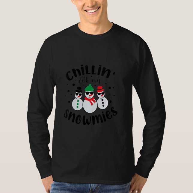 Camiseta Christmas Snowman Chillin With My Snowmies Glasses (Frente)