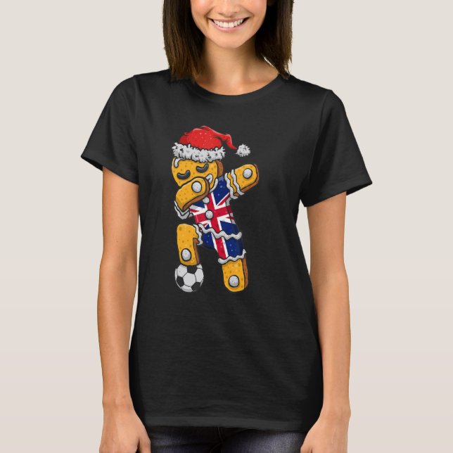 Camiseta Christmas Soccer Boy Dabbing Gingerbread England F (Frente)