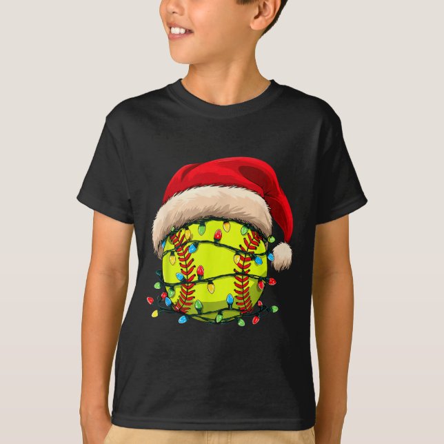 Camiseta Christmas Softball Xmas Santa Srts Hat Mens Womens (Frente)