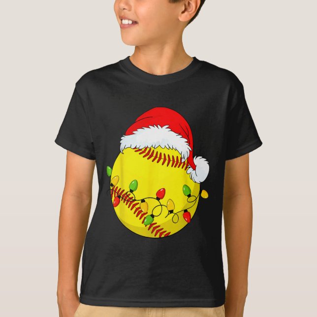 Camiseta Christmas Softball Xmas Santa Srts Hat Mens Womens (Frente)