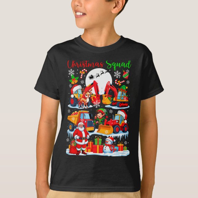 Camiseta Christmas Squad Construction Trucks Excavators San (Frente)