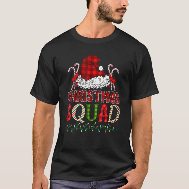 Camiseta Christmas Squad Family Group Matching Santa Plaid  (Frente)