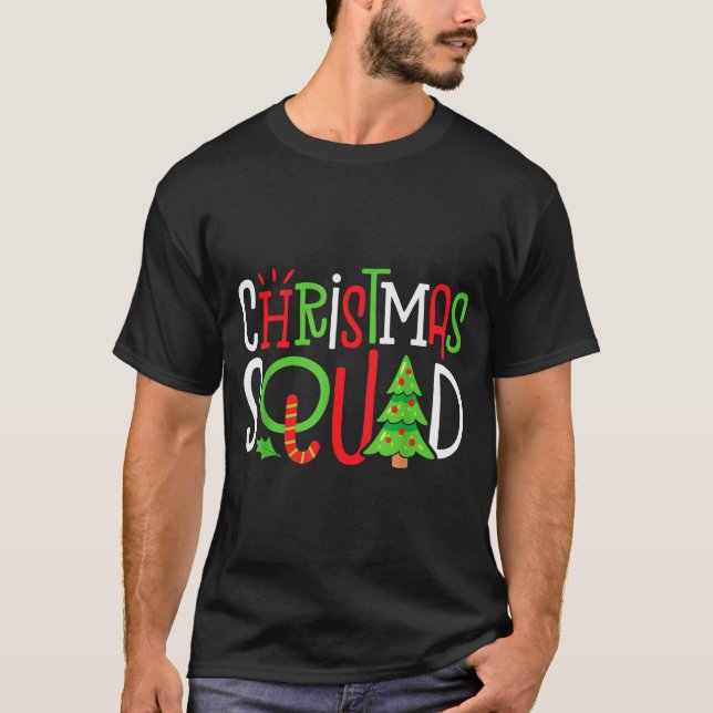 Camiseta Christmas Squad Funny Xmas Tree Family Matching Pa (Frente)