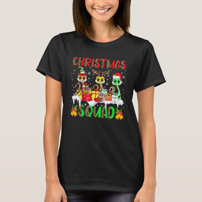 Camiseta Christmas Squad Leopard Three Santa Reindeer Elf S (Frente)