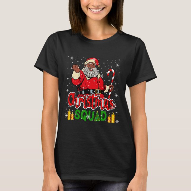 Camiseta Christmas Squad Santa Afro Man Proud Black African (Frente)