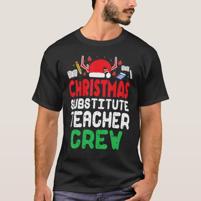 Camiseta Christmas Substitute Teacher Crew Wonderful Xmas P (Frente)