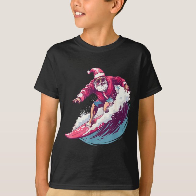 Camiseta Christmas Surfing Santa Surfboarder Surf Lover Xma (Frente)