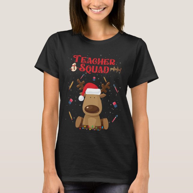 Camiseta Christmas Teacher Squad Reindeer  Teacher Christma (Frente)
