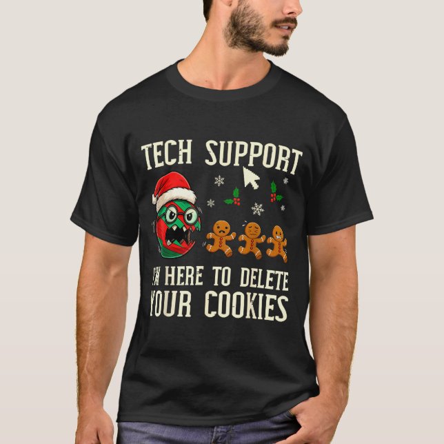 Camiseta Christmas Tech Suprt Here To Delete Cookies It Men (Frente)