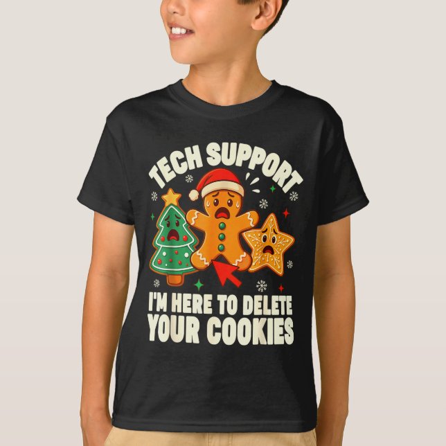 Camiseta Christmas Tech Suprt Here To Delete Cookies Xmas M (Frente)