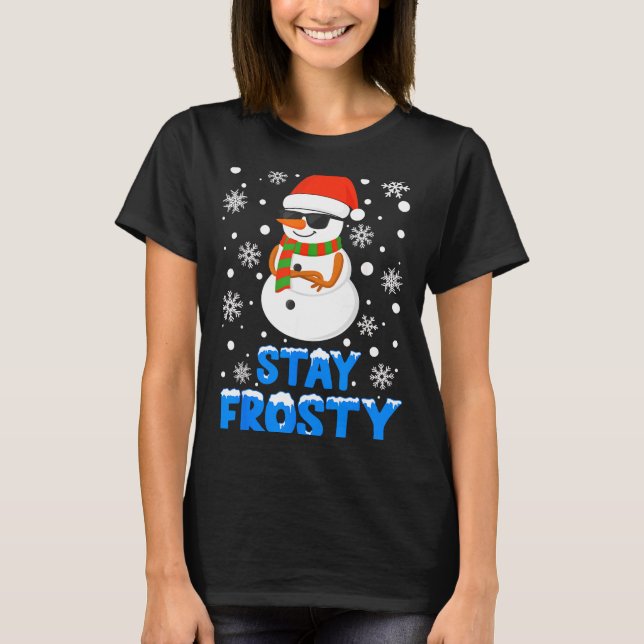 Camiseta Christmas Tee Funny Frosty Xmas Cool Snowman Women (Frente)