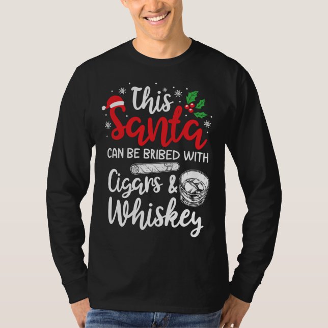 Camiseta Christmas This Santa Can Be Bribed With Cigars Whi (Frente)