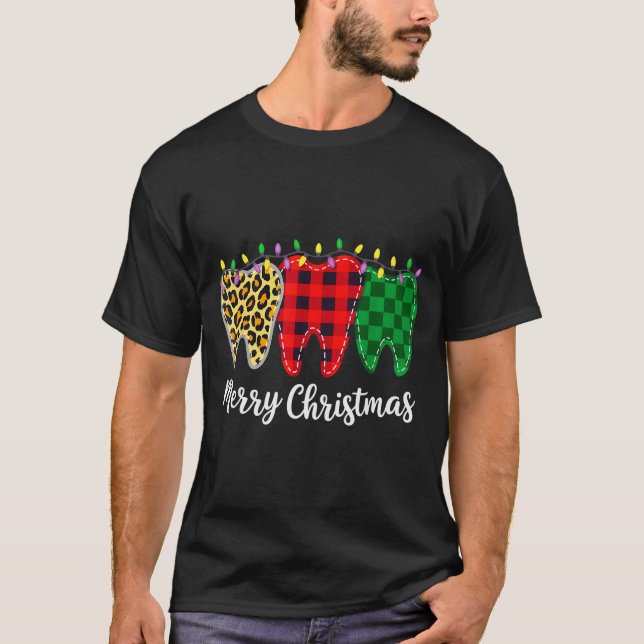 Camiseta Christmas Tooth Dentist Dental Istant Teeth Leopar (Frente)