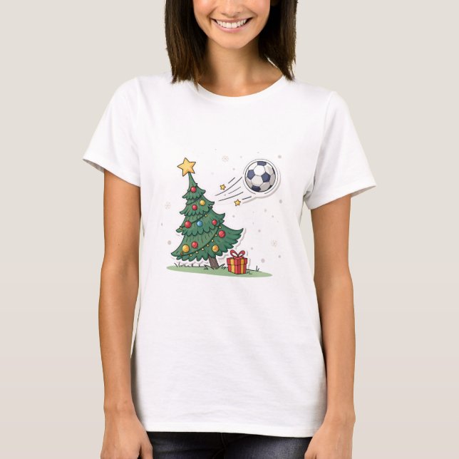 Camiseta Christmas tree and soccer (Frente)