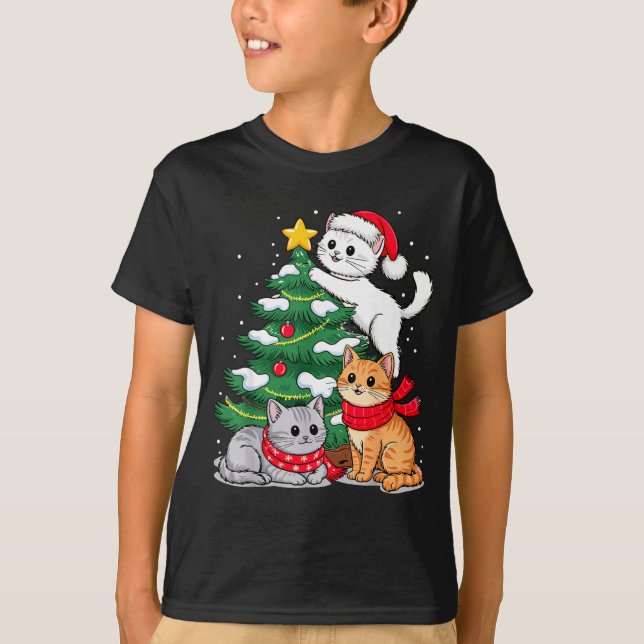 Camiseta Christmas Tree Cats Xmas  (Frente)