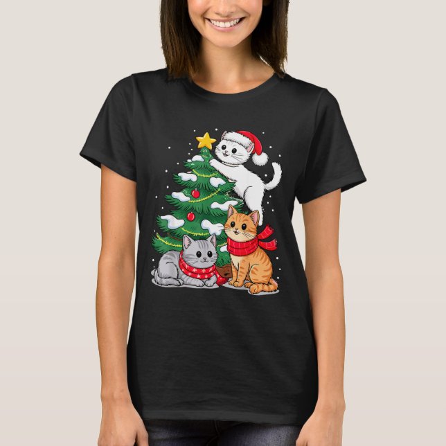 Camiseta Christmas Tree Cats Xmas  (Frente)
