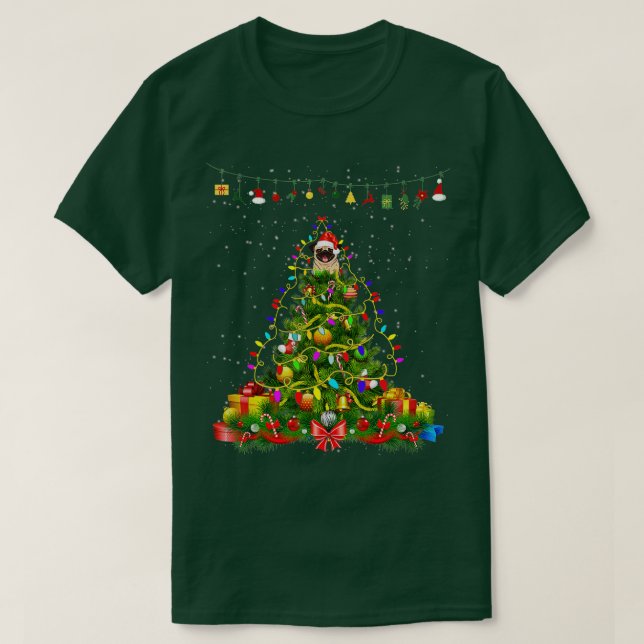 Camiseta Christmas Tree Lights Pug Dog Gift Lover  (Frente do Design)