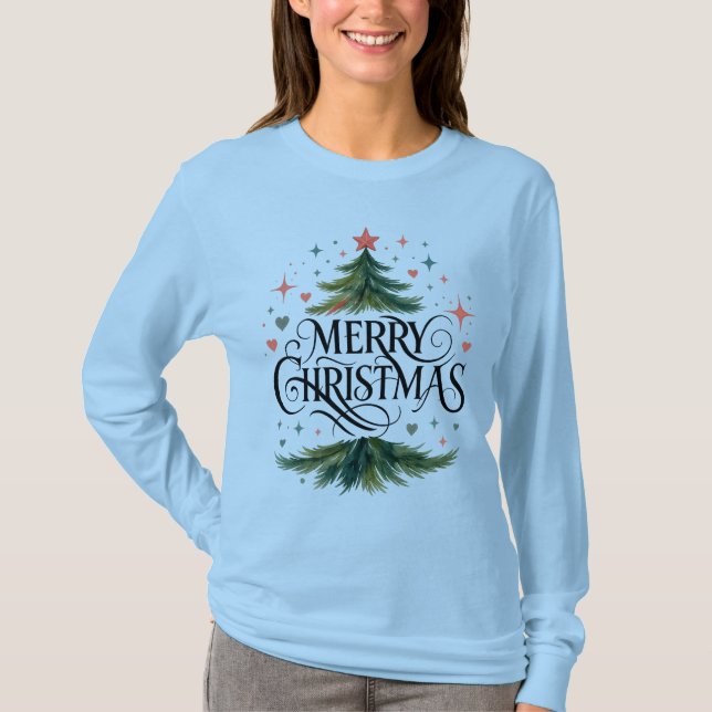 Camiseta Christmas Tree Merry Christmas Long Sleeve T-Shirt (Frente)
