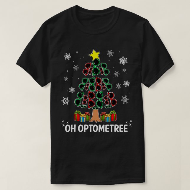 Camiseta Christmas Tree Oh Optometree Optometry Glasses Des (Frente do Design)
