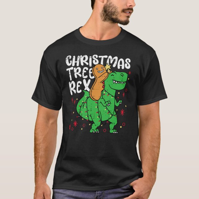 Camiseta Christmas Tree Rex Christmas Funny Gingerbread Man (Frente)