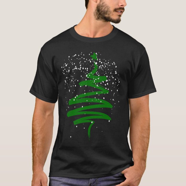 Camiseta Christmas Tree Xmas Tree Green Brush Stroke Men Wo (Frente)