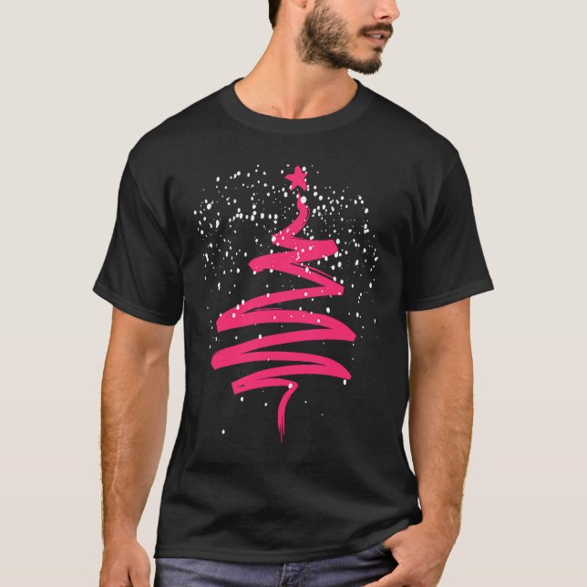 Camiseta Christmas Tree Xmas Tree Pink Brush Stroke Men Wom (Frente)