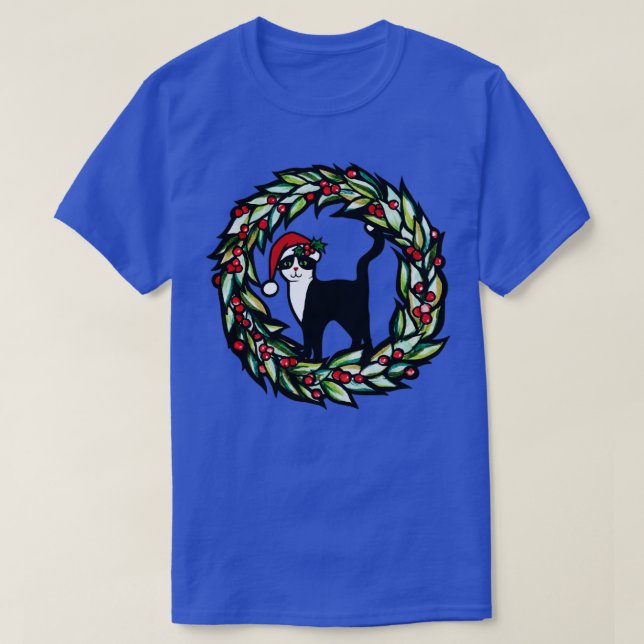 Camiseta Christmas Tuxedo Cat (Frente do Design)