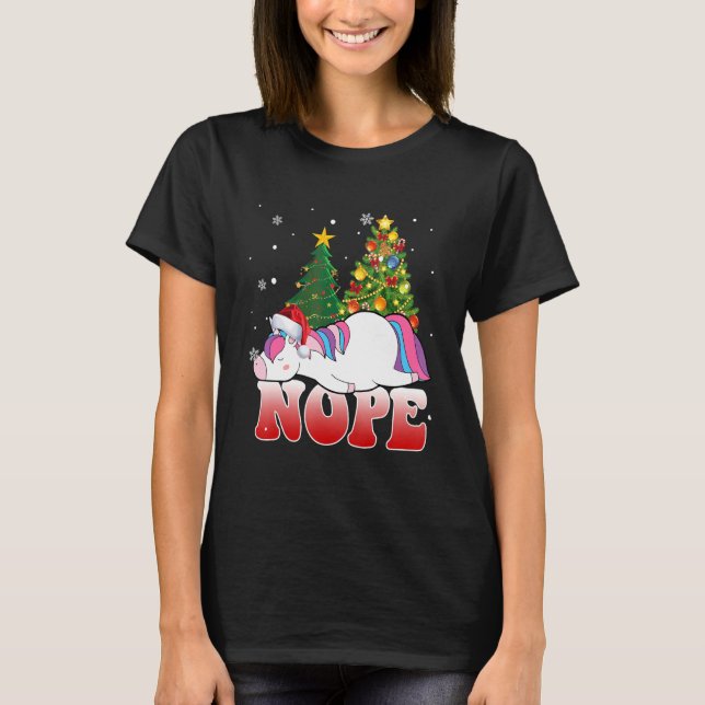 Camiseta Christmas Unicorn Nope Tree  Unicorn   Xmas (Frente)