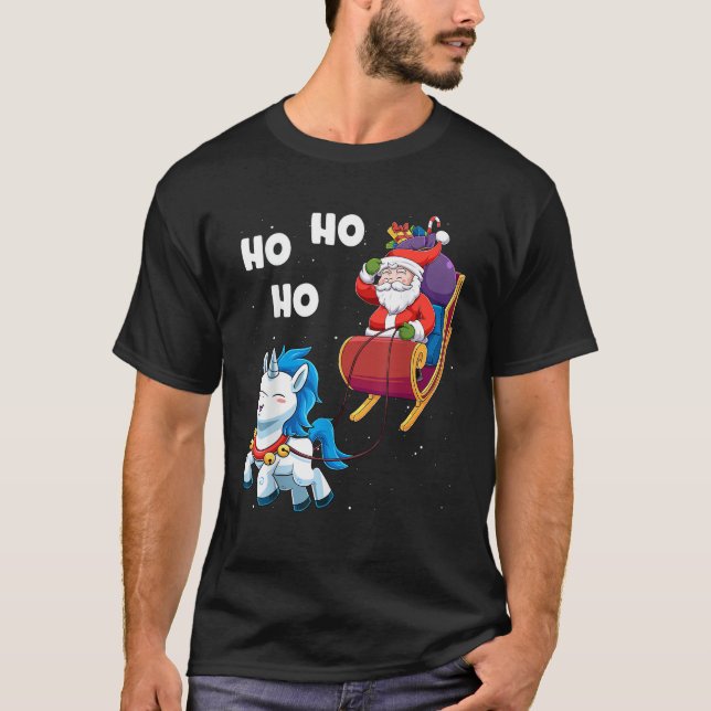 Camiseta Christmas Unicorn Shirt Magical Xmas Santa Claus S (Frente)