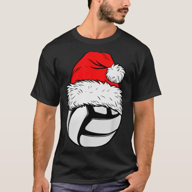 Camiseta Christmas Volleyball Ball Santa Hat Xmas Matching  (Frente)