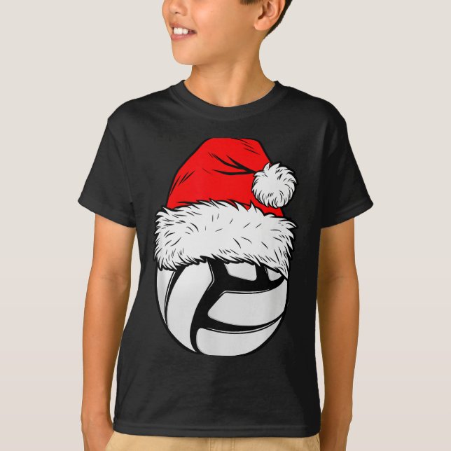 Camiseta Christmas Volleyball Ball Santa Hat Xmas Matching  (Frente)