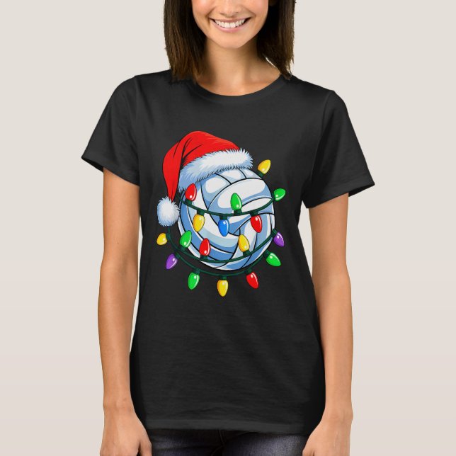 Camiseta Christmas Volleyball Xmas Santa Srts Hat Mens Wome (Frente)