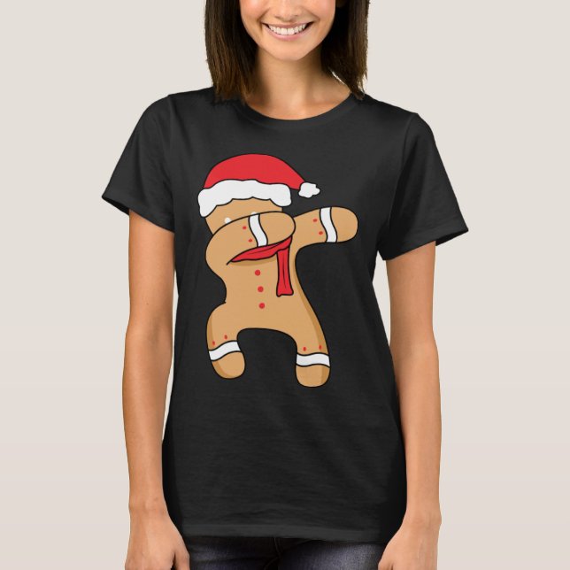 Camiseta Christmas winter holiday dance dabbing gingerbread (Frente)