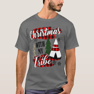 Camiseta christmas with my tribe pajama family leopard
