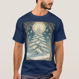 Camiseta Christmas Yule Tree With Snow And Star-Shaped