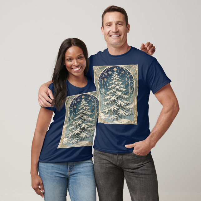 Camiseta Christmas Yule Tree With Snow Laden Branches (Unissex)