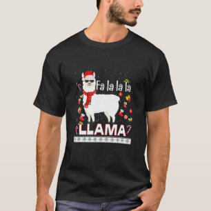 Camiseta Christmasfa LA Llama Santa Hat Ugly Xmas Árvore A