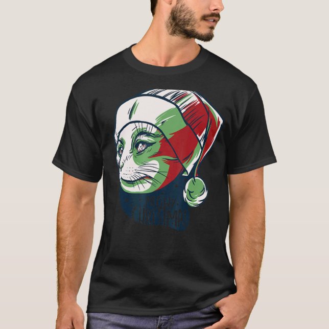 Camiseta Christmask Cat Meowy Catmas Men Women (Frente)