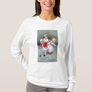Camiseta ChristmasLittle alegre caçoa o patinagem no gelo