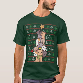 Camiseta Christmasree Cats Engraçado presente de Natal