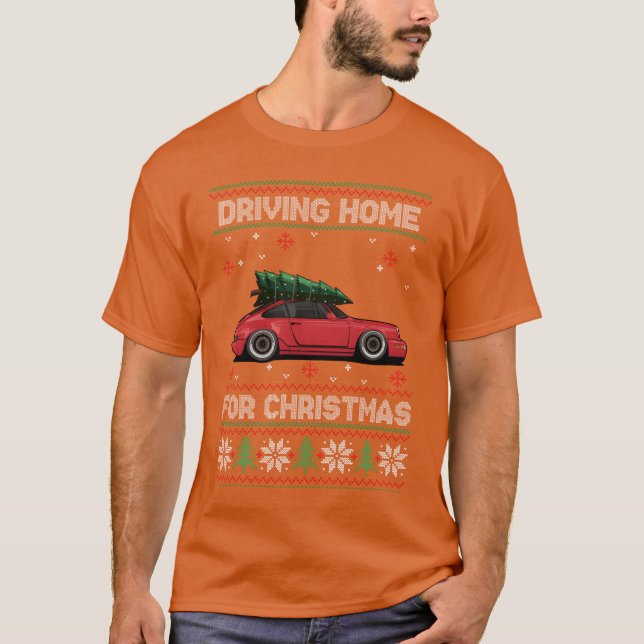 Camiseta Christmasree Oldtimer Car Xmas Ugly Sweater retro (Frente)