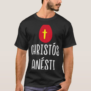 Camiseta Christos anesti páscoa grega ovo vermelho com cruz