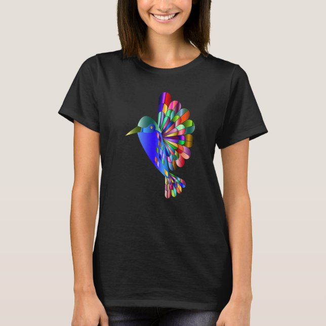 Camiseta Chromatic Abstract Hummingbird Watercolor Bird Art (Frente)